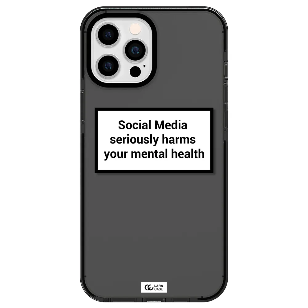 Social Media Harms Apple iPhone 12 pro max impact Smoke Black Case