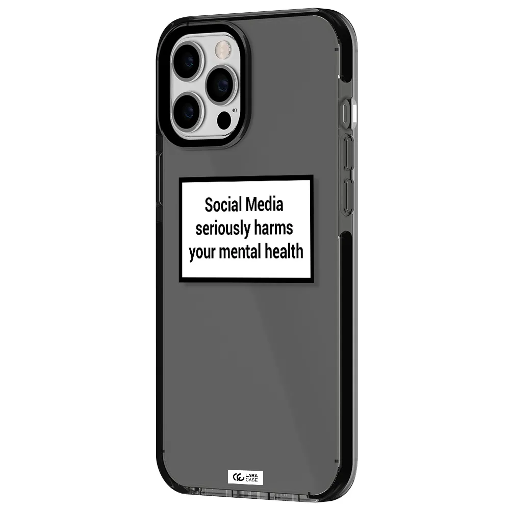 Social Media Harms Apple iPhone 12 pro max impact Smoke Black Case