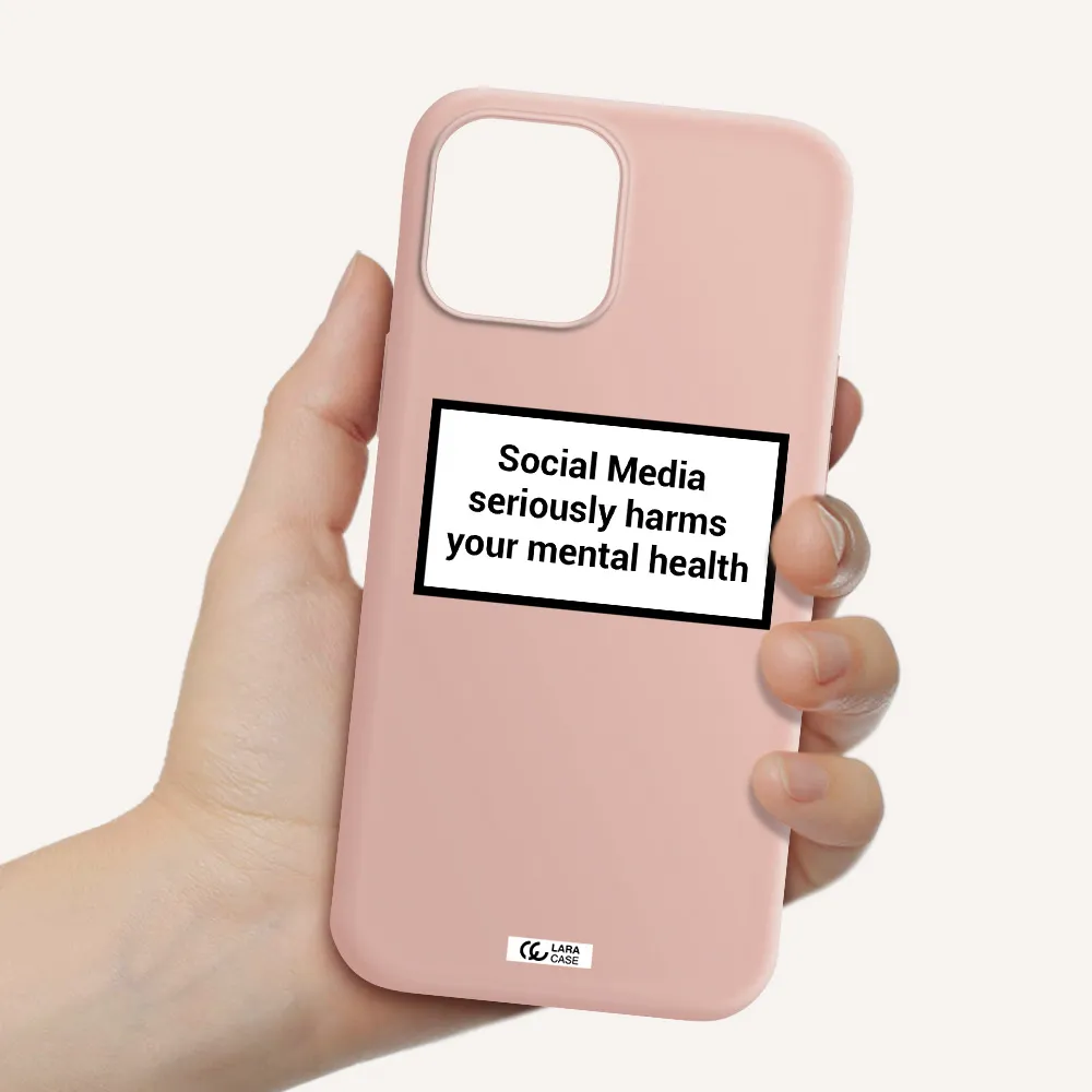 Social Media Harms Apple iPhone 12 pro max Silicone pastel pink Case