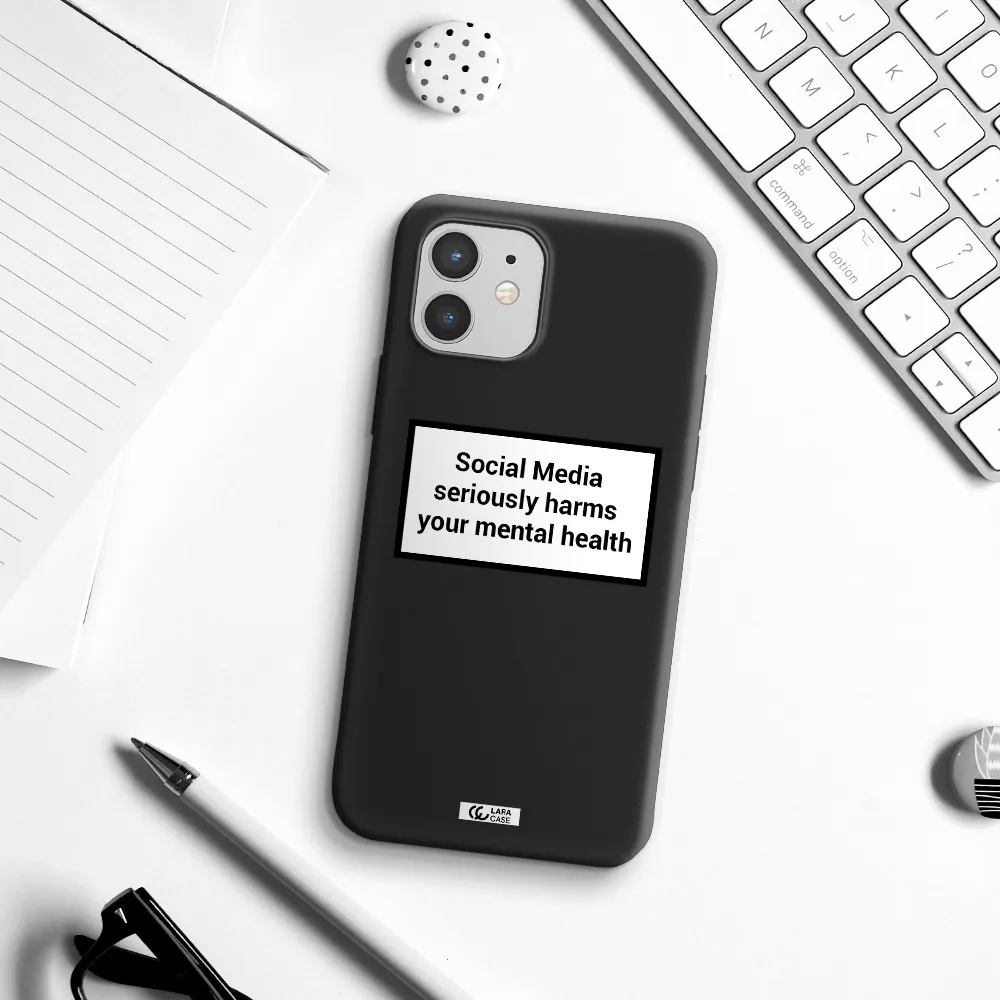 Social Media Harms Apple iPhone 12 Silicone black Case