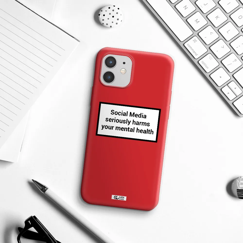 Social Media Harms Apple iPhone 12 Silicone Imperial Red Case