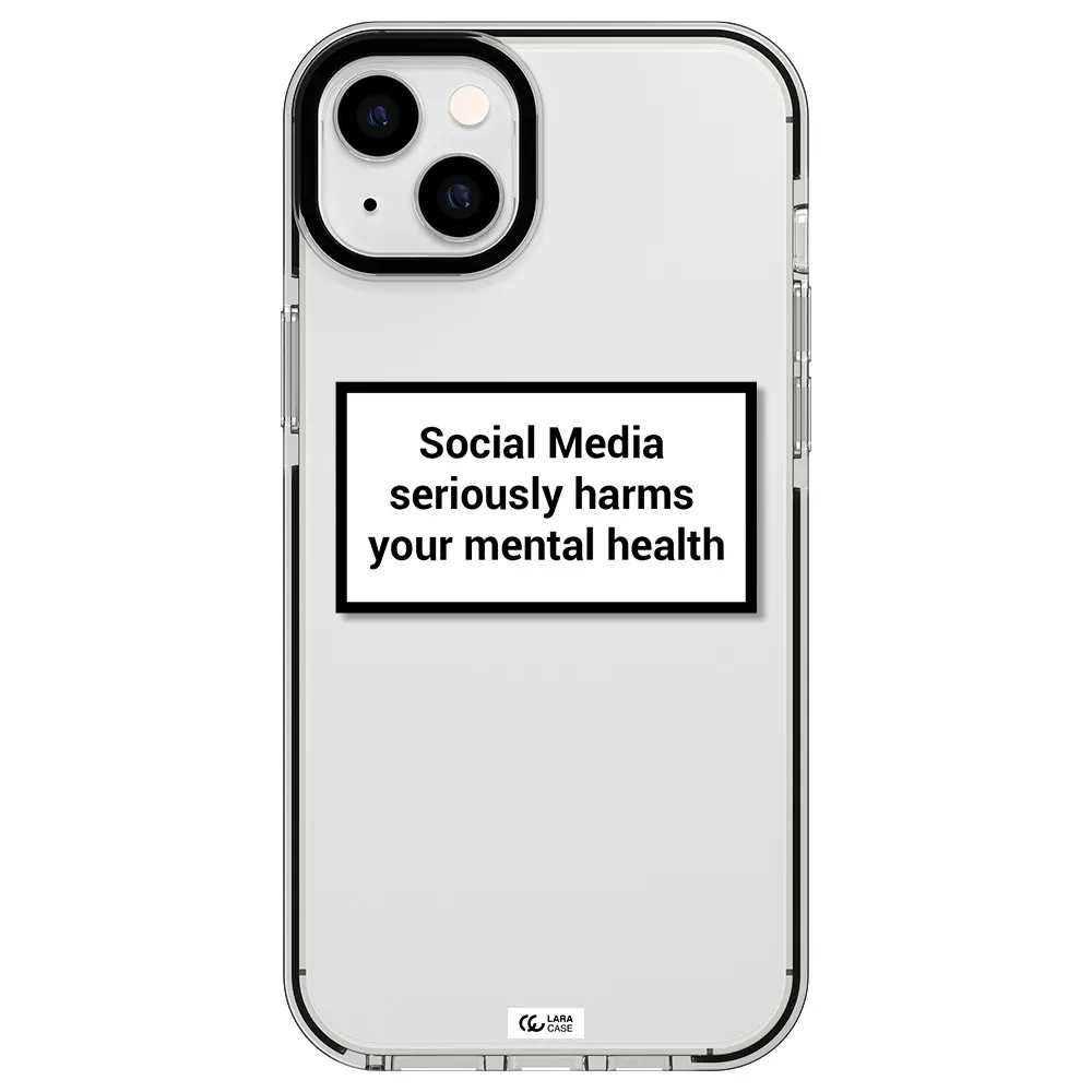 Social Media Harms Apple iPhone 14 plus impact black border Case