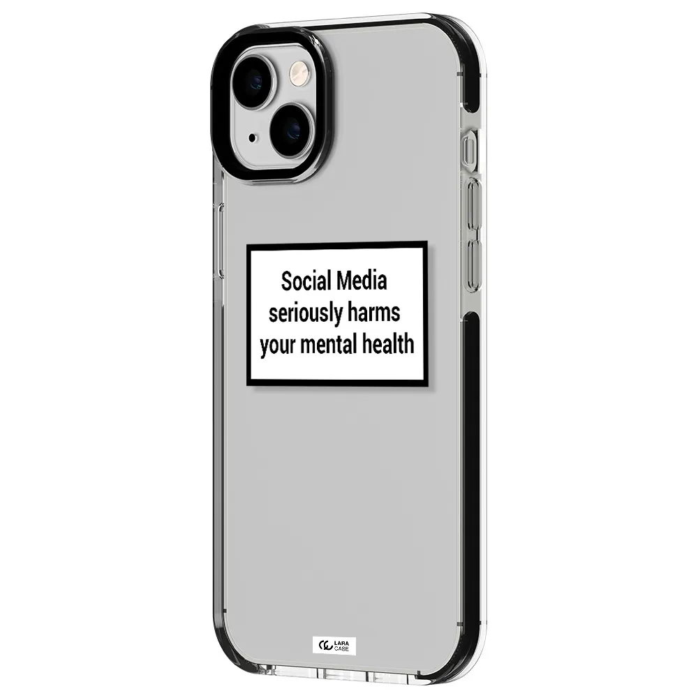 Social Media Harms Apple iPhone 14 plus impact black border Case