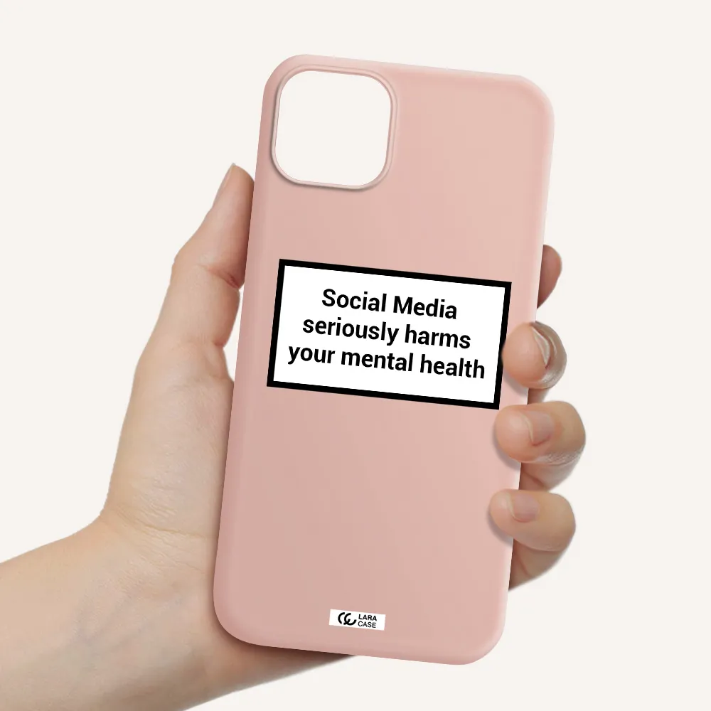 Social Media Harms Apple iPhone 14 plus Silicone pastel pink Case
