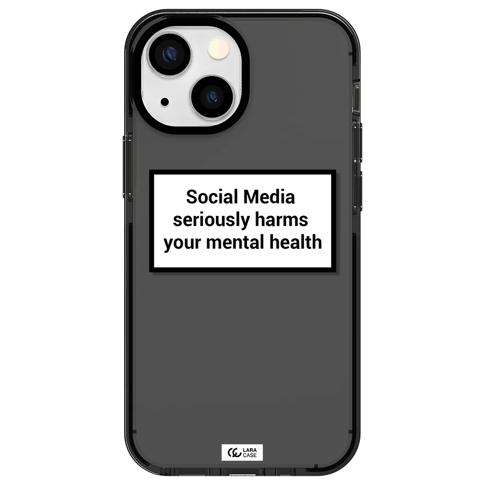 Social Media Harms Apple iPhone 15 impact Smoke Black Case