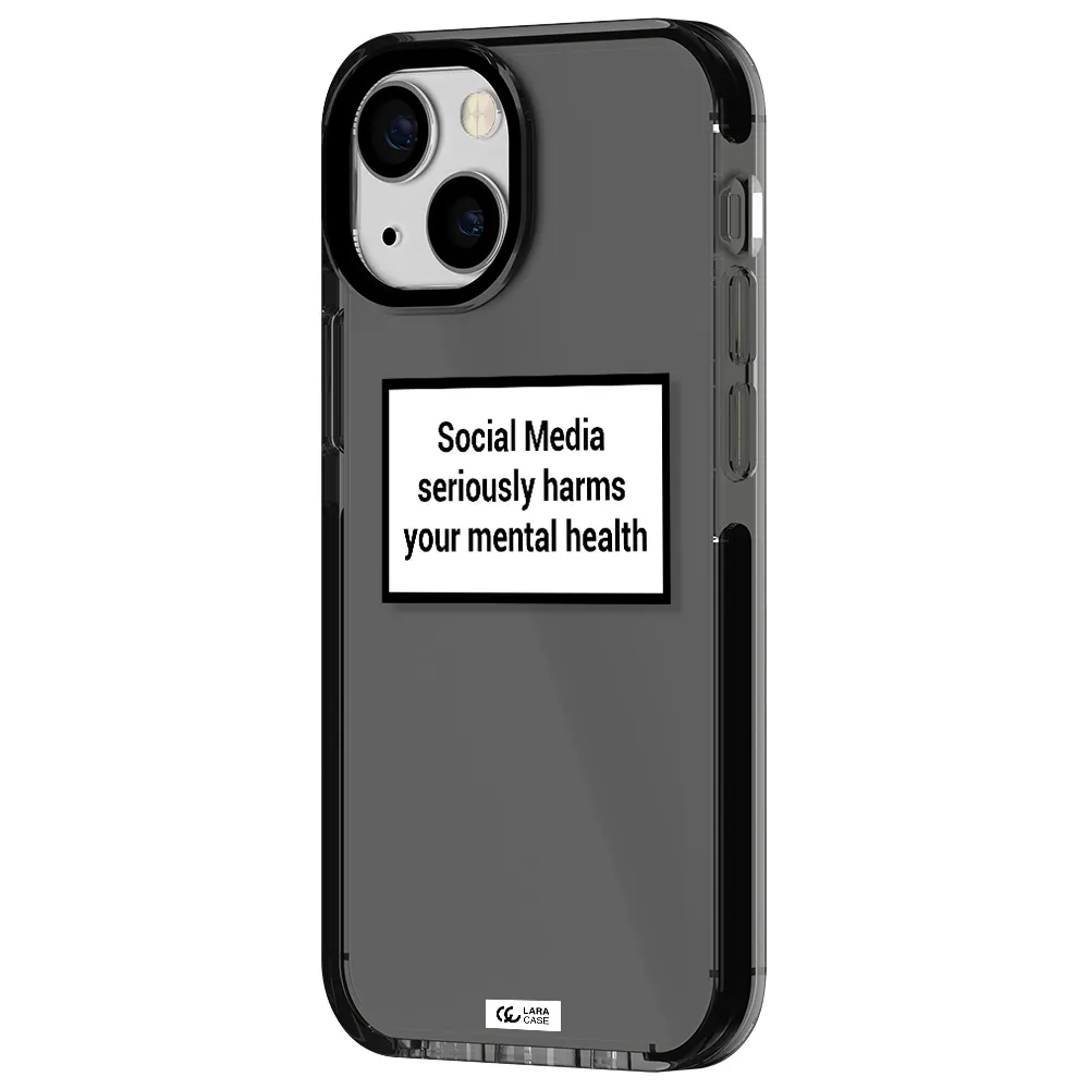 Social Media Harms Apple iPhone 15 impact Smoke Black Case