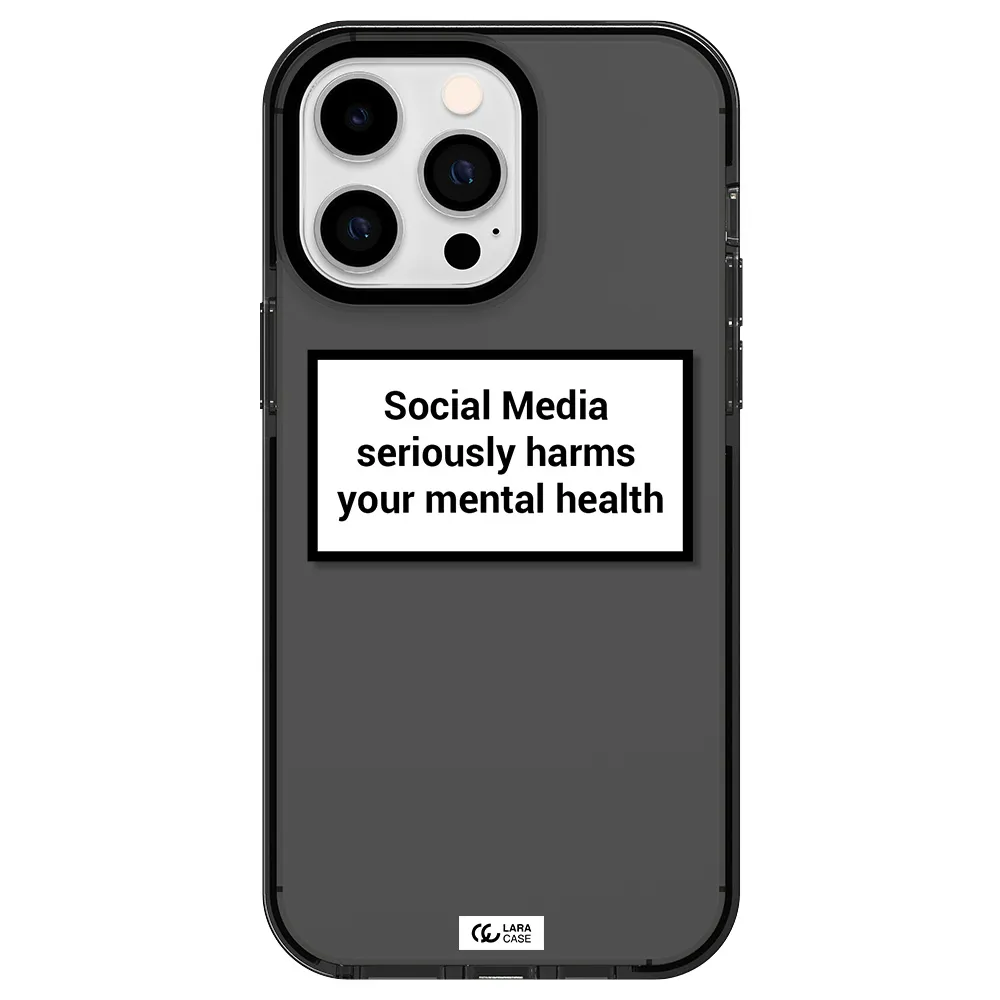 Social Media Harms Apple iPhone 15 Pro impact Smoke Black Case