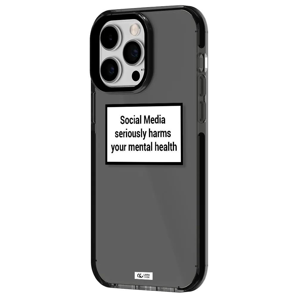Social Media Harms Apple iPhone 15 Pro Max impact Smoke Black Case