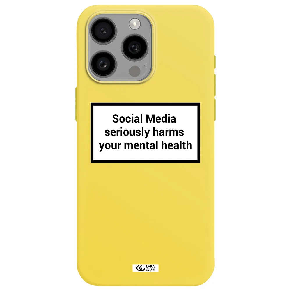 Social Media Harms Apple Iphone 15 Pro max Silicone canary yellow Case
