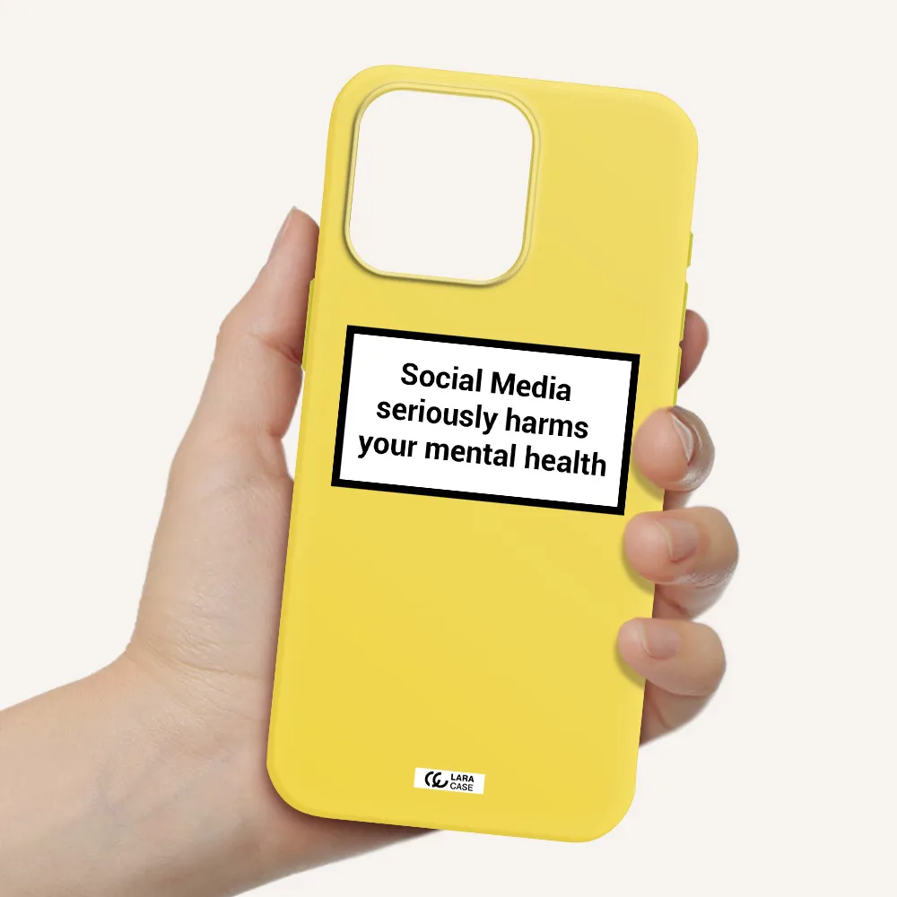 Social Media Harms Apple Iphone 15 Pro max Silicone canary yellow Case