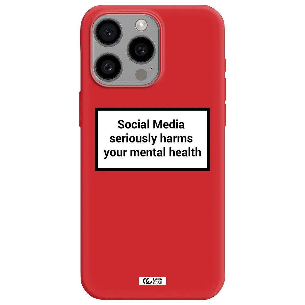 Social Media Harms Apple Iphone 15 Pro Max Silicone Imperial Red Case
