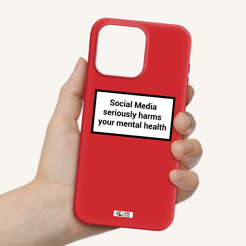 Social Media Harms Apple Iphone 15 Pro Max Silicone Imperial Red Case