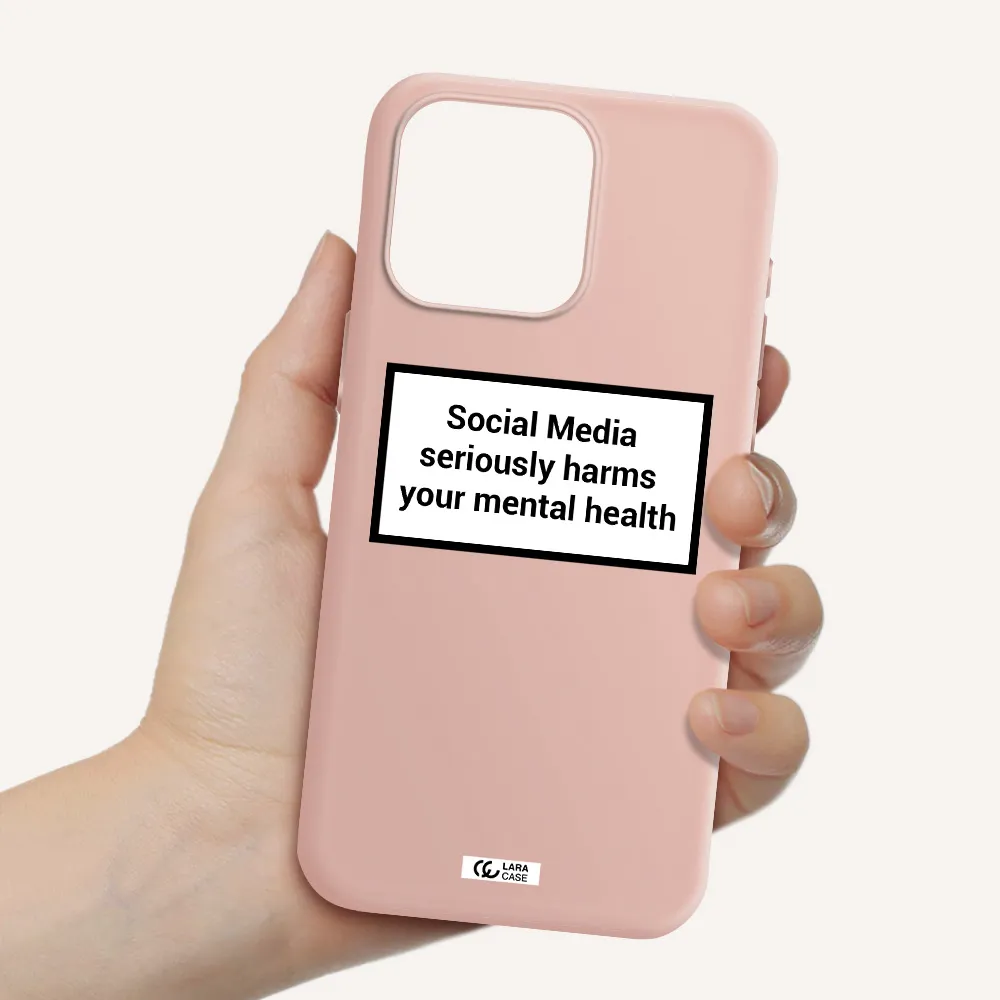 Social Media Harms Apple Iphone 15 Pro max Silicone pastel pink Case