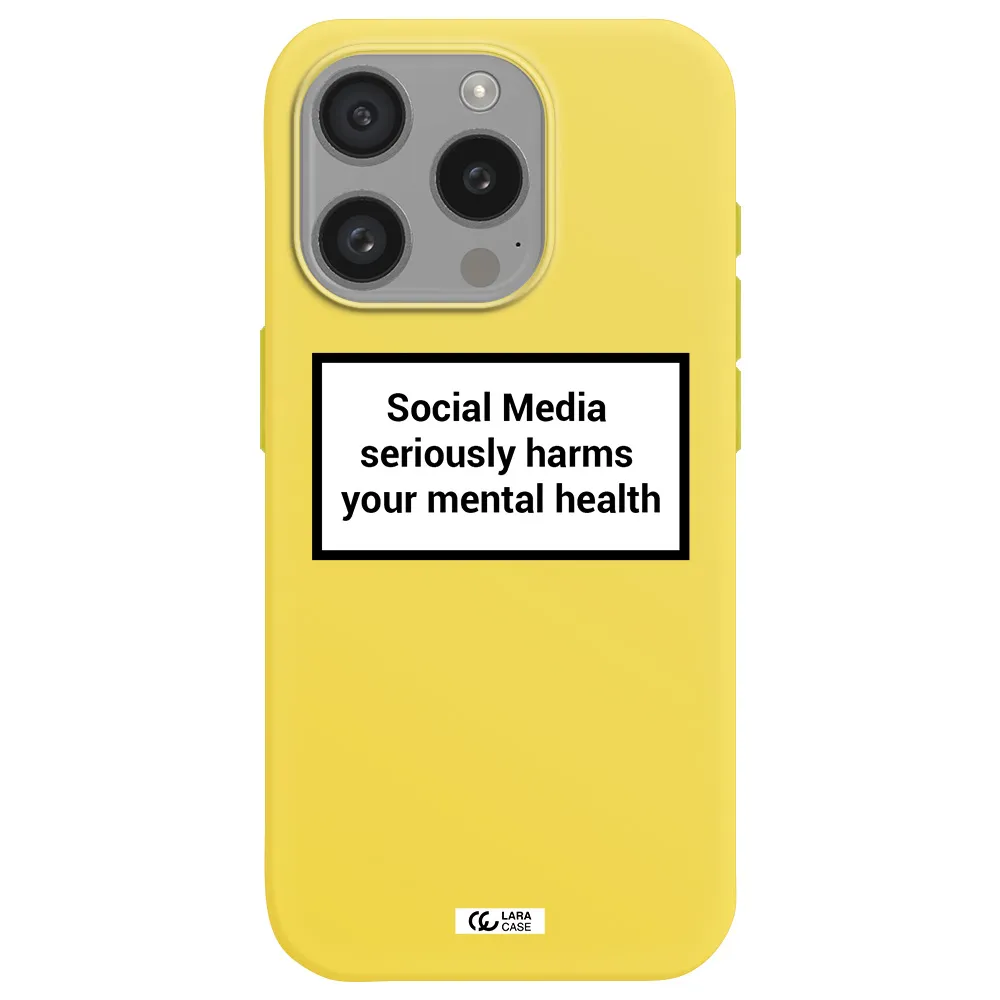 Social Media Harms Apple Iphone 15 Pro Silicone Canary Yellow Case