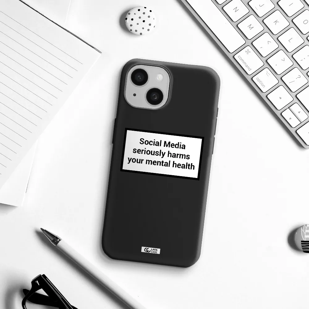 Social Media Harms Apple iPhone 15 Silicone black Case
