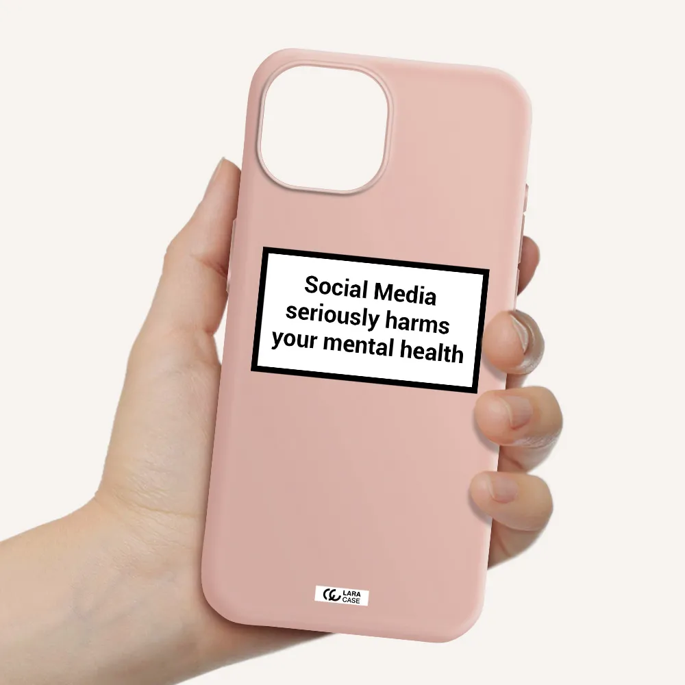 Social Media Harms Apple Iphone 15 Silicone Pastel Pink Case