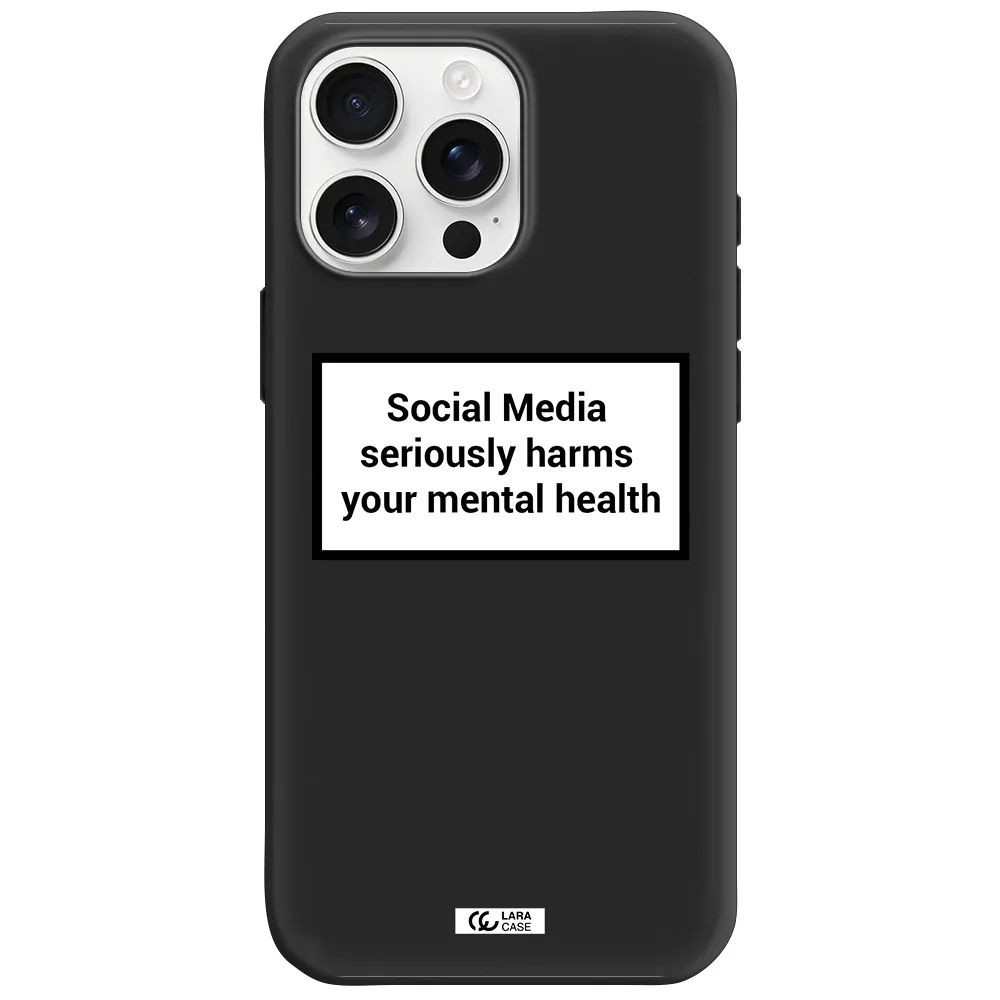 Social Media Harms Apple Iphone 16 Pro Max Silicone Black Case