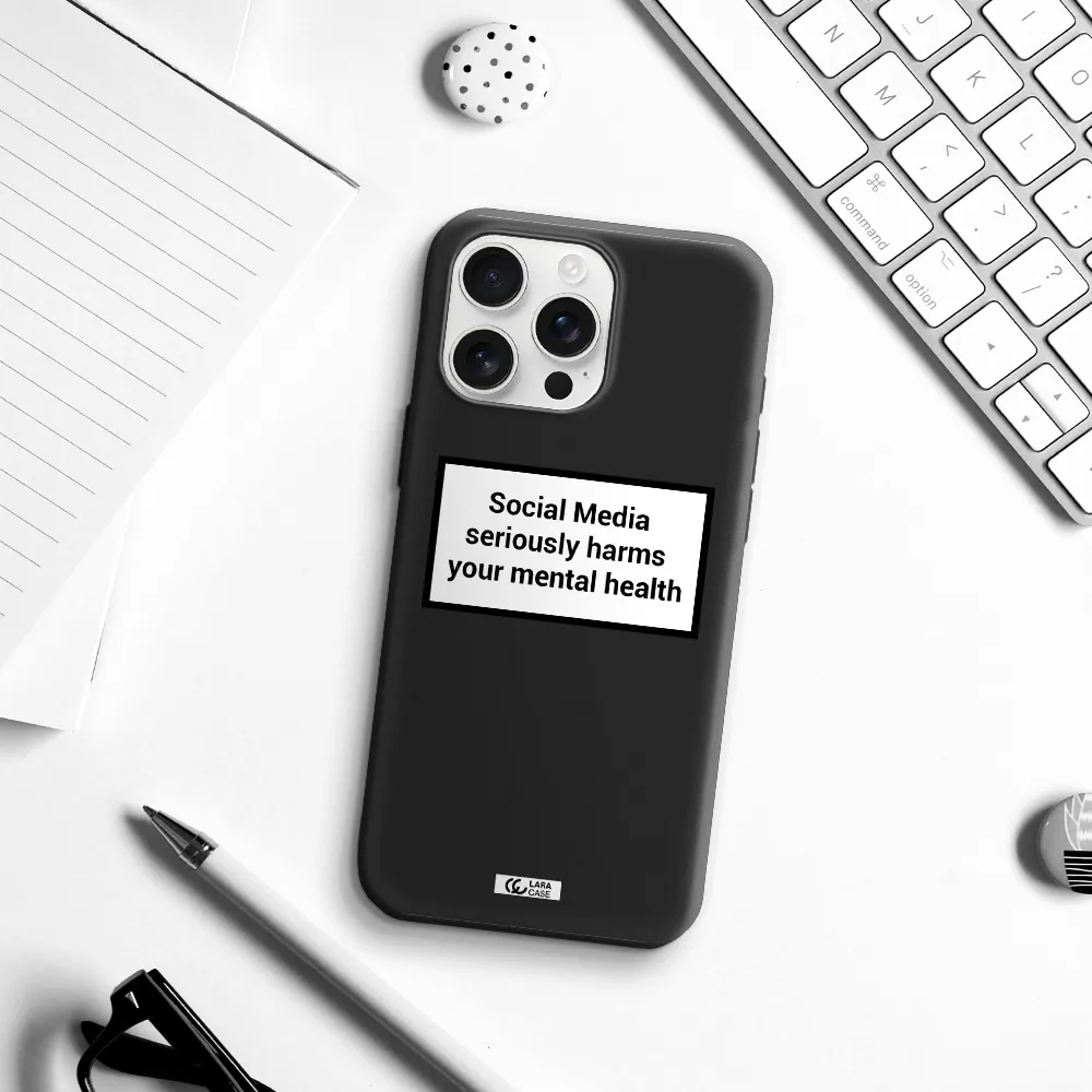Social Media Harms Apple Iphone 16 Pro Max Silicone Black Case