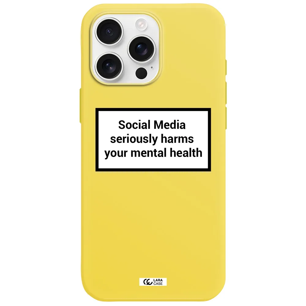 Social Media Harms Apple Iphone 16 Pro Max Silicone Canary Yellow Case
