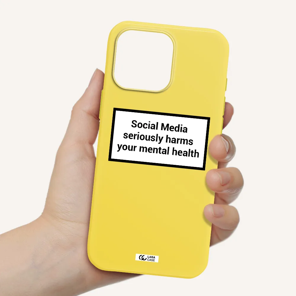 Social Media Harms Apple Iphone 16 Pro Max Silicone Canary Yellow Case