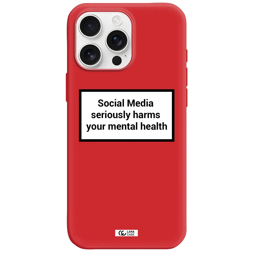 Social Media Harms Apple Iphone 16 Pro Max Silicone Imperial Red Case