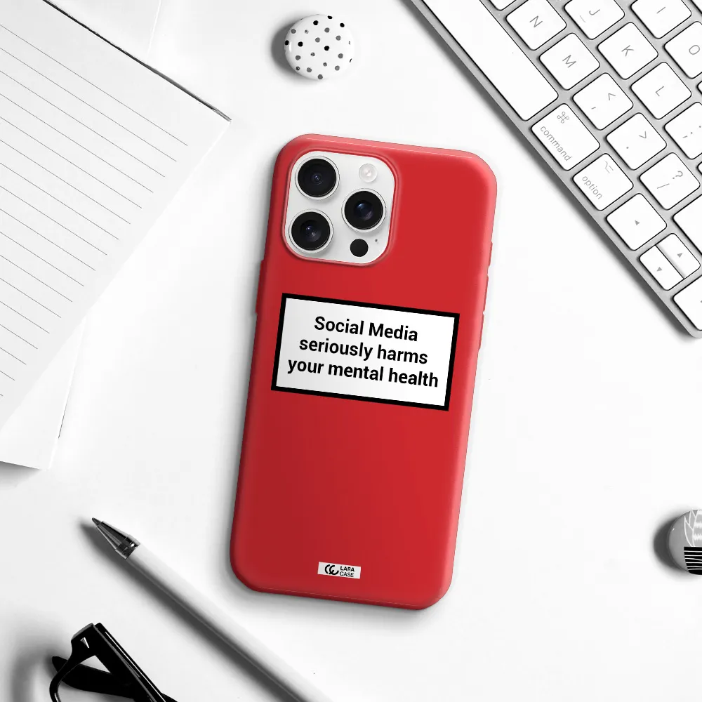 Social Media Harms Apple Iphone 16 Pro Max Silicone Imperial Red Case