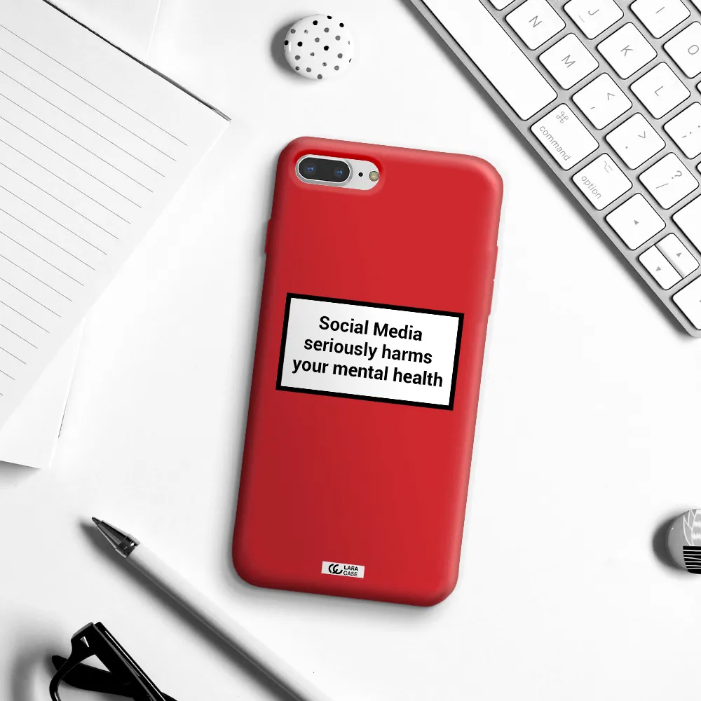 Social Media Harms Apple iPhone 8 plus Silicone Imperial Red Case