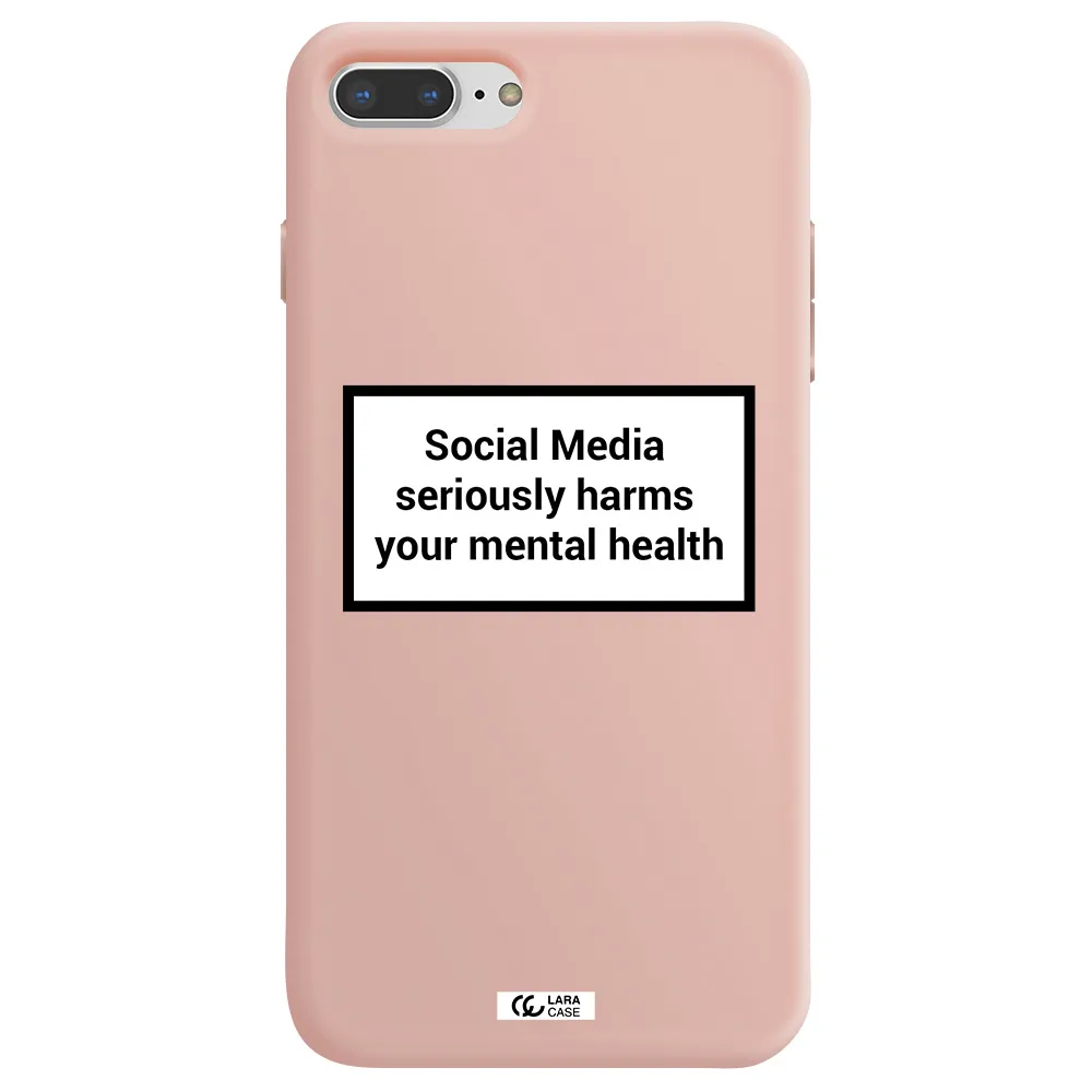 Social Media Harms Apple iPhone 8 plus Silicone pastel pink Case