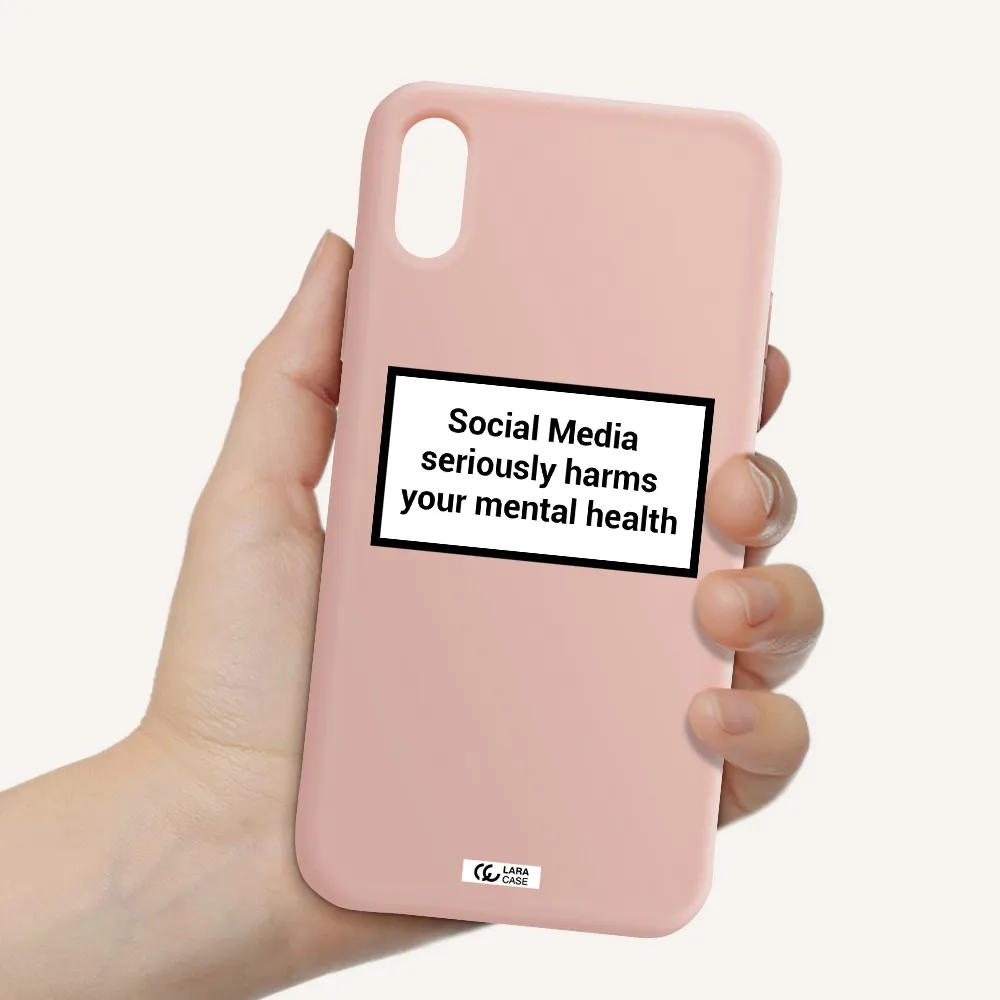 Social Media Harms Apple iPhone X Silicone pastel pink Case
