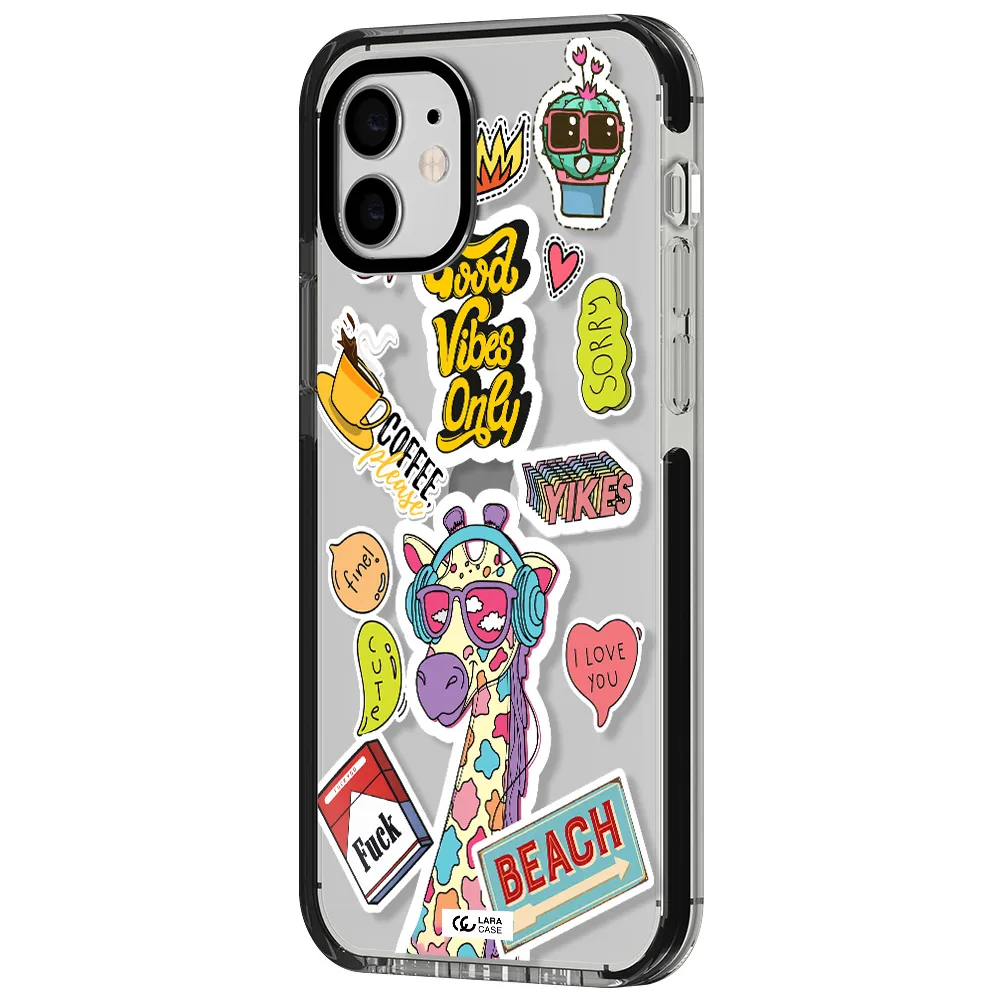 Giraffe Sticker Apple iPhone 11 impact black border Case