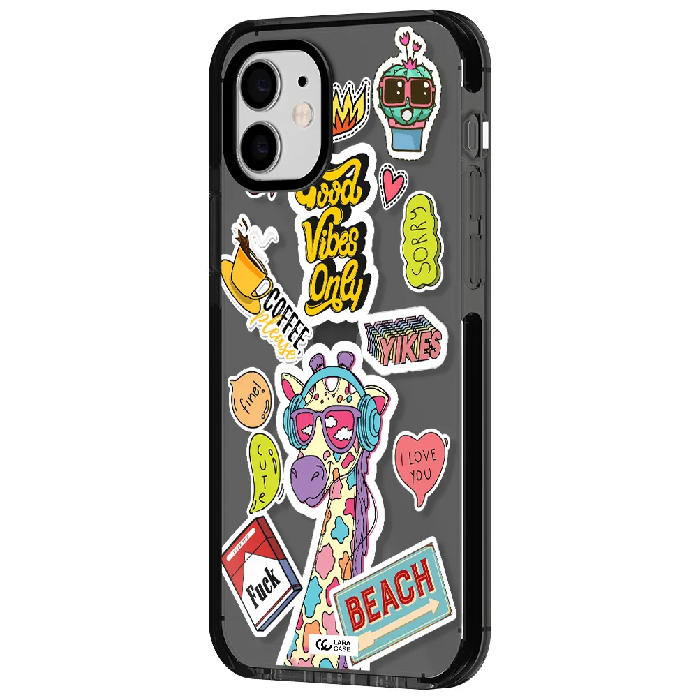 Giraffe Sticker Apple iPhone 11 impact Smoke Black Case