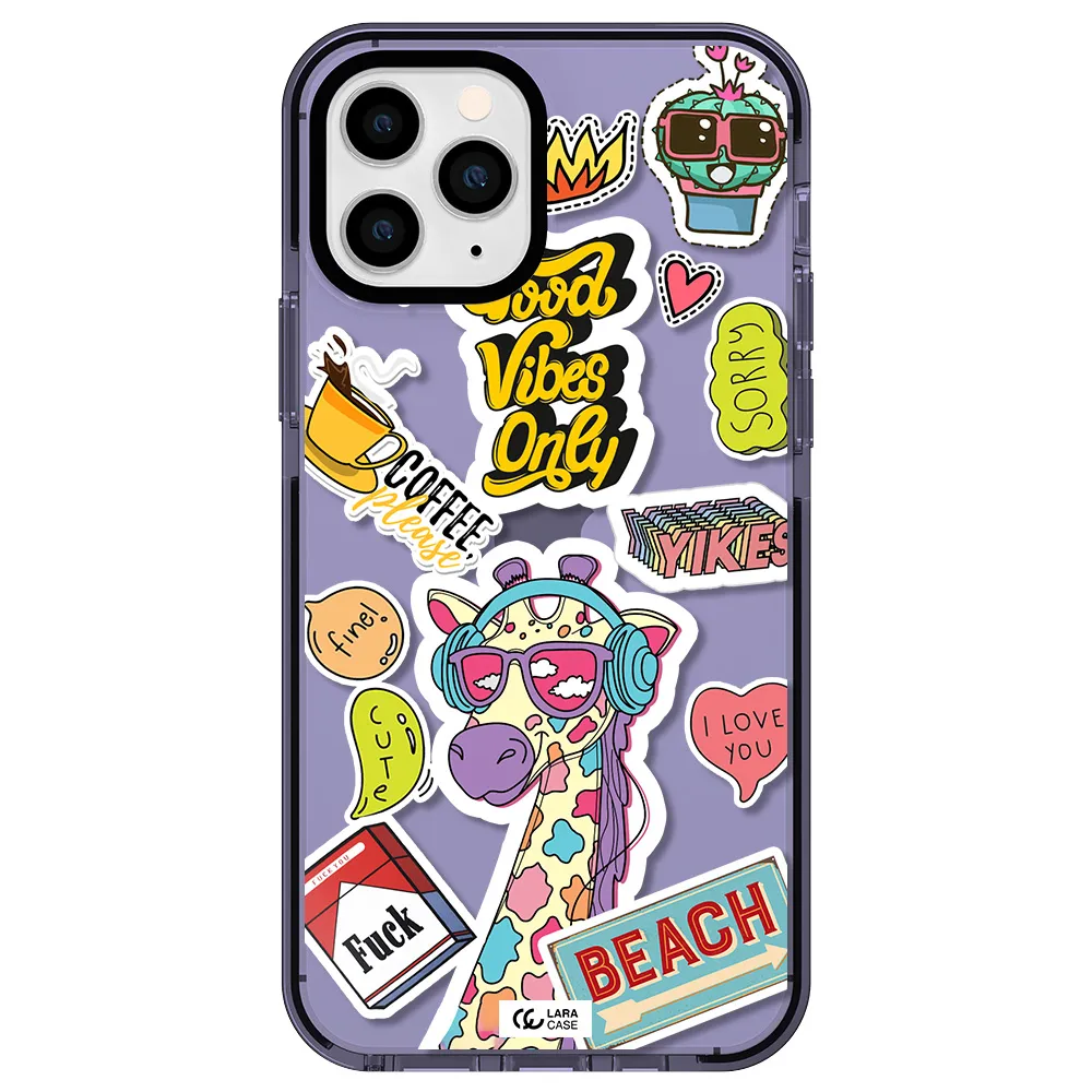 Giraffe Sticker Apple iPhone 11 pro impact Lilac Case
