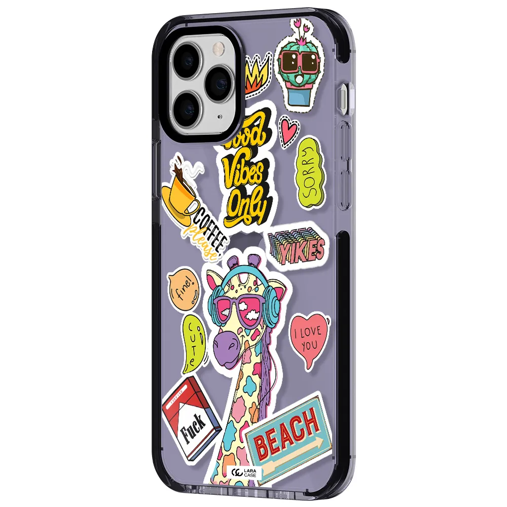Giraffe Sticker Apple iPhone 11 pro impact Lilac Case