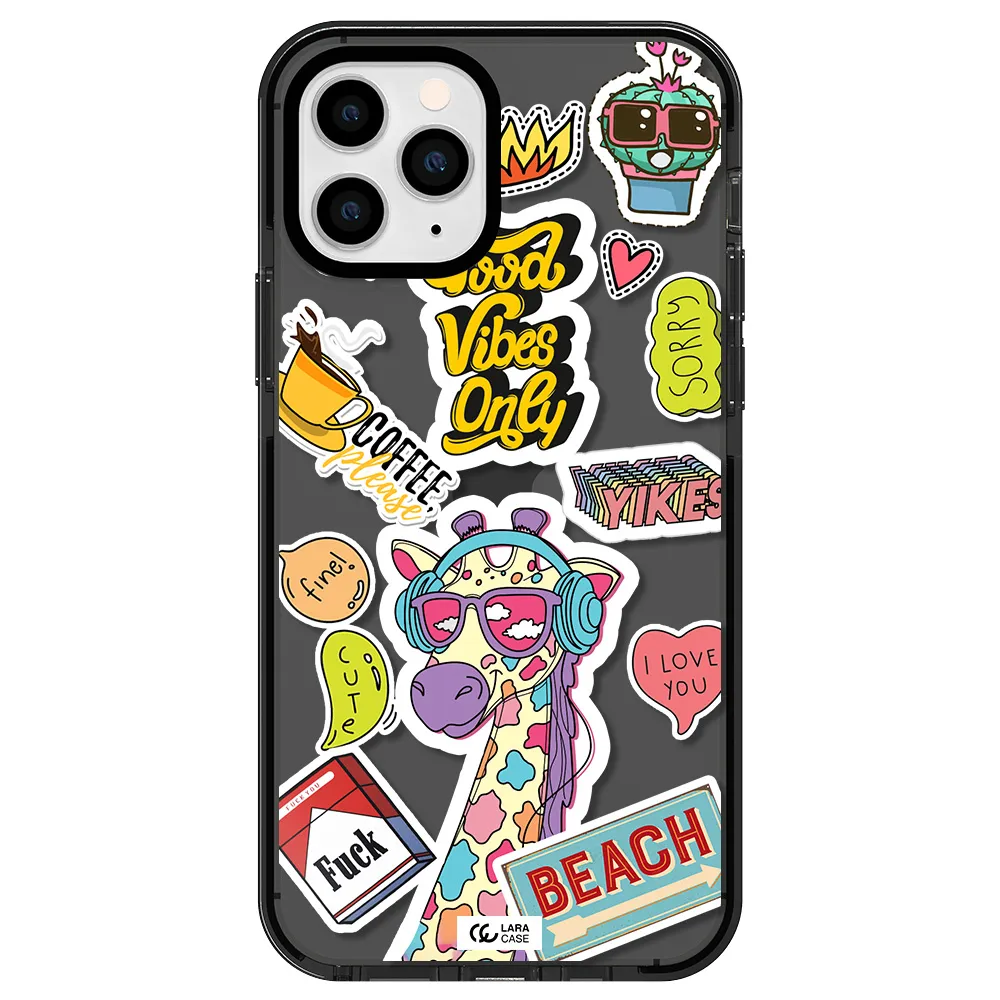 Giraffe Sticker Apple iPhone 11 pro impact Smoke Black Case