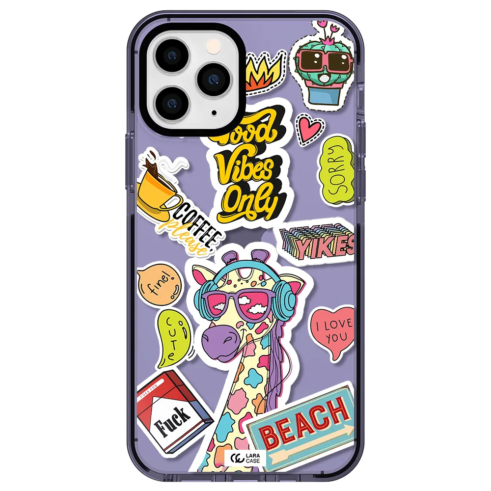 Giraffe Sticker Apple iPhone 11 pro max impact Lilac Case