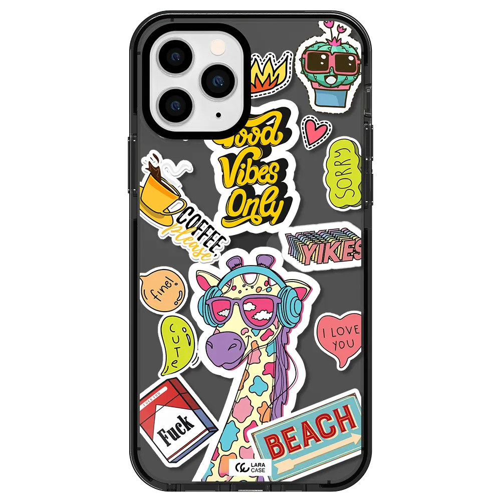 Giraffe Sticker Apple iPhone 11 pro max impact Smoke Black Case