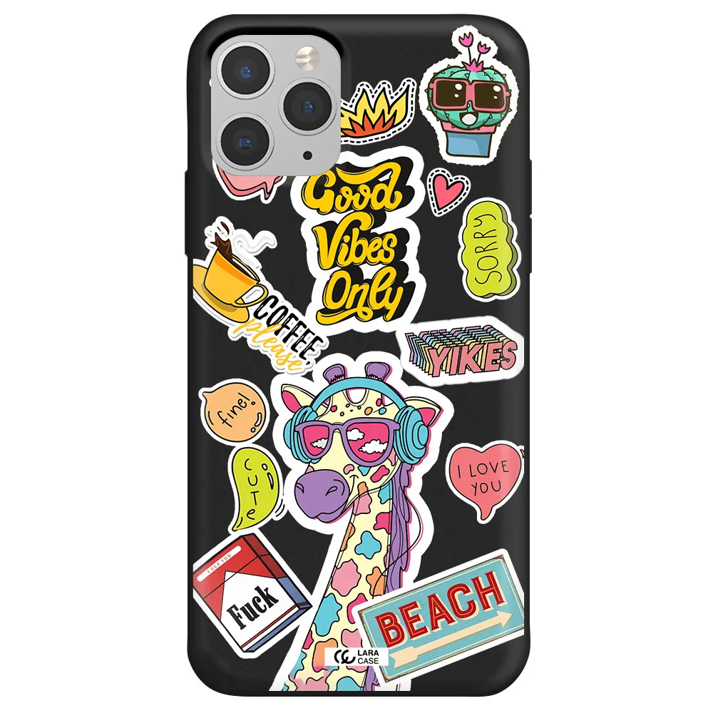 Giraffe Sticker Apple iPhone 11 pro max Silicone black Case