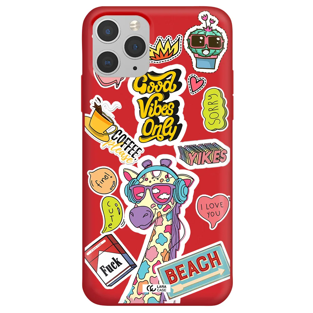 Giraffe Sticker Apple iPhone 11 pro max Silicone Imperial Red Case