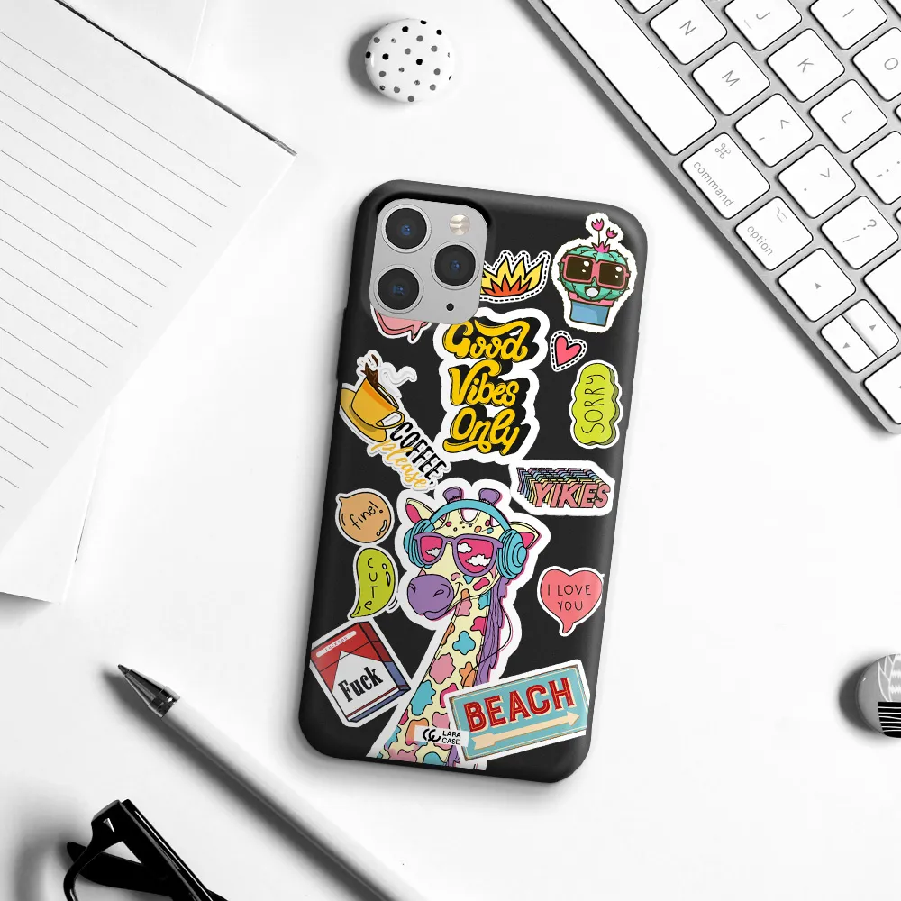 Giraffe Sticker Apple iPhone 11 pro Silicone black Case