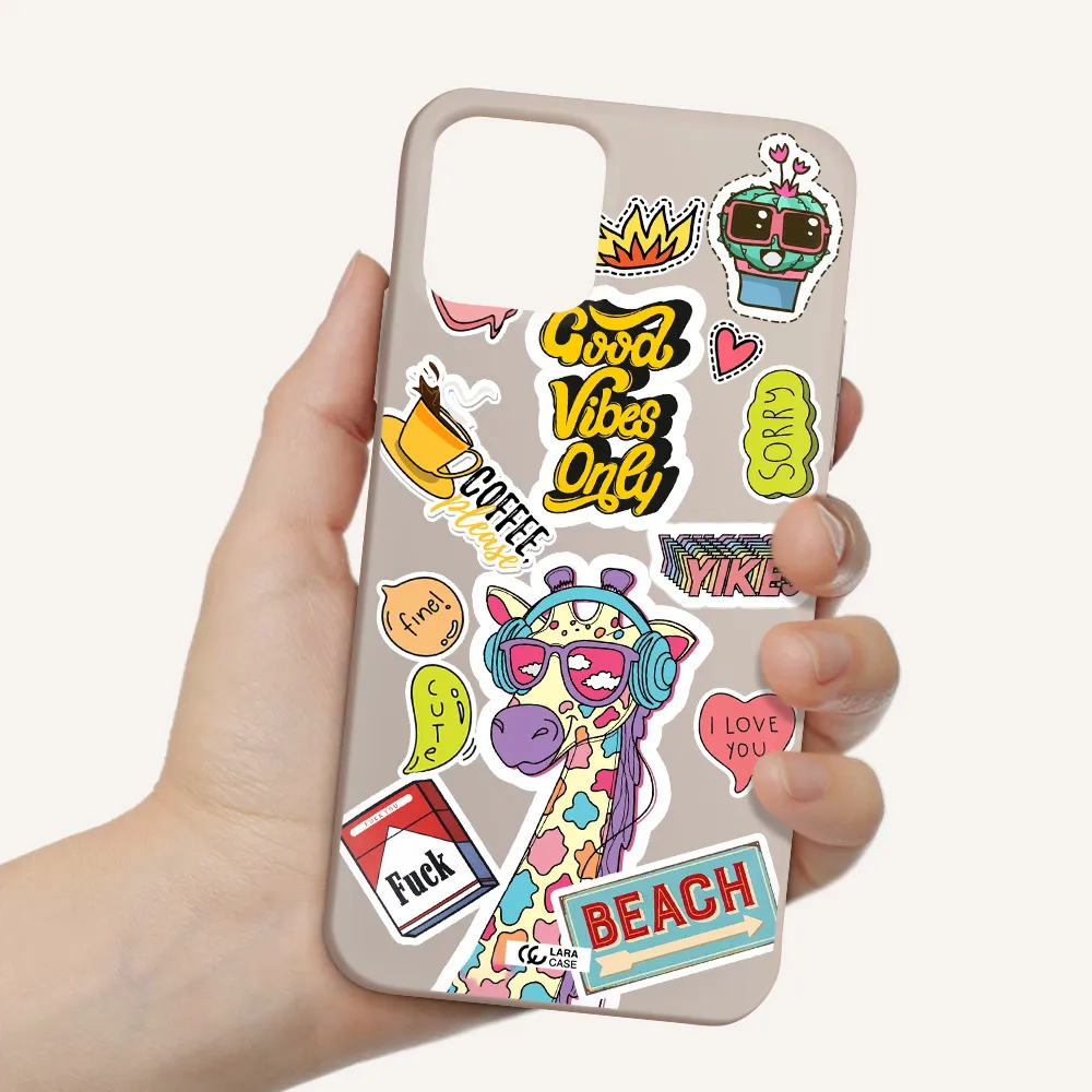 Giraffe Sticker Apple iPhone 11 pro Silicone Stone Case