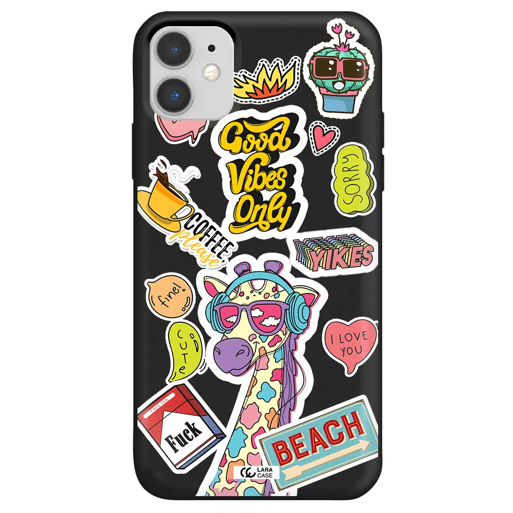 Giraffe Sticker Apple iPhone 11 Silicone black Case