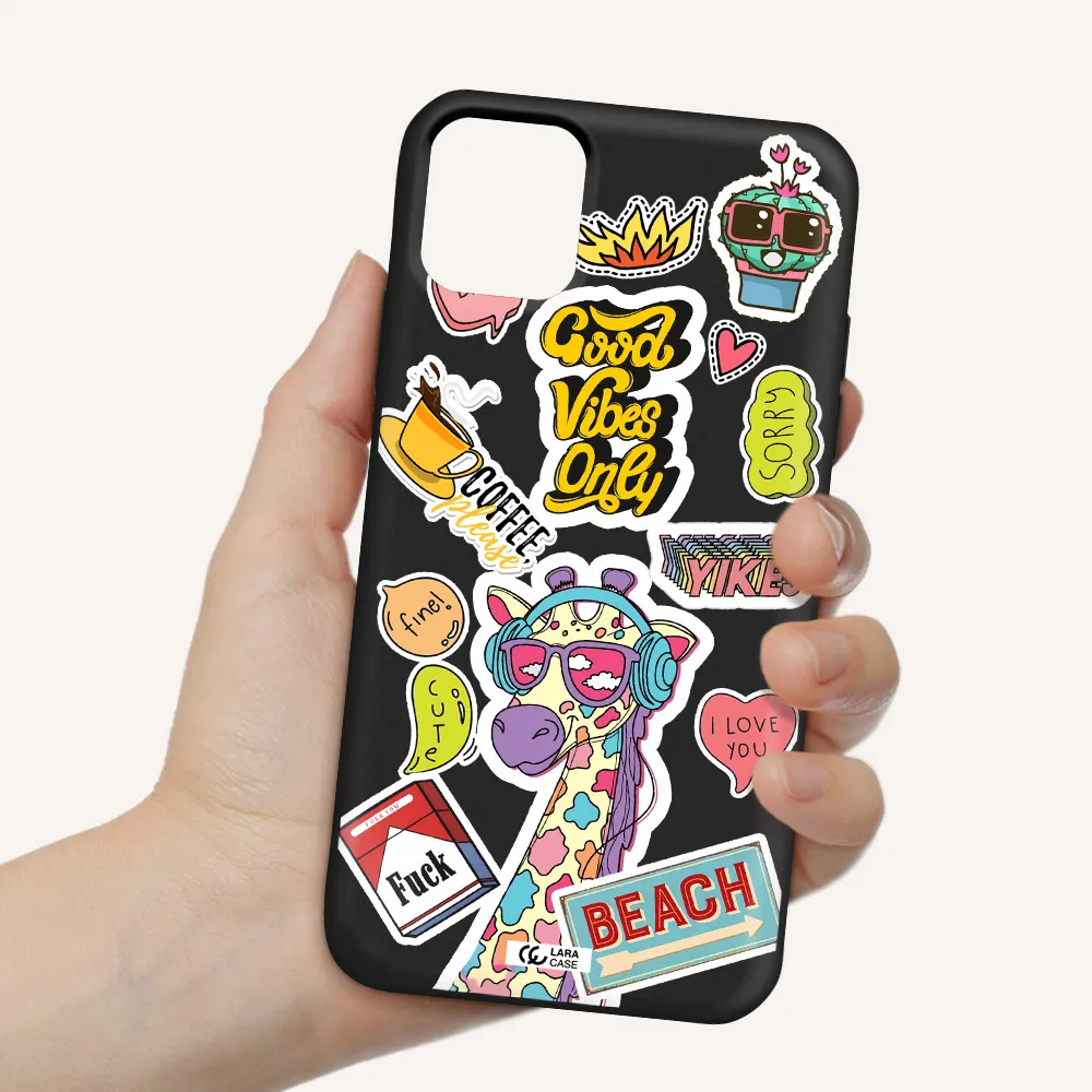 Giraffe Sticker Apple iPhone 11 Silicone black Case