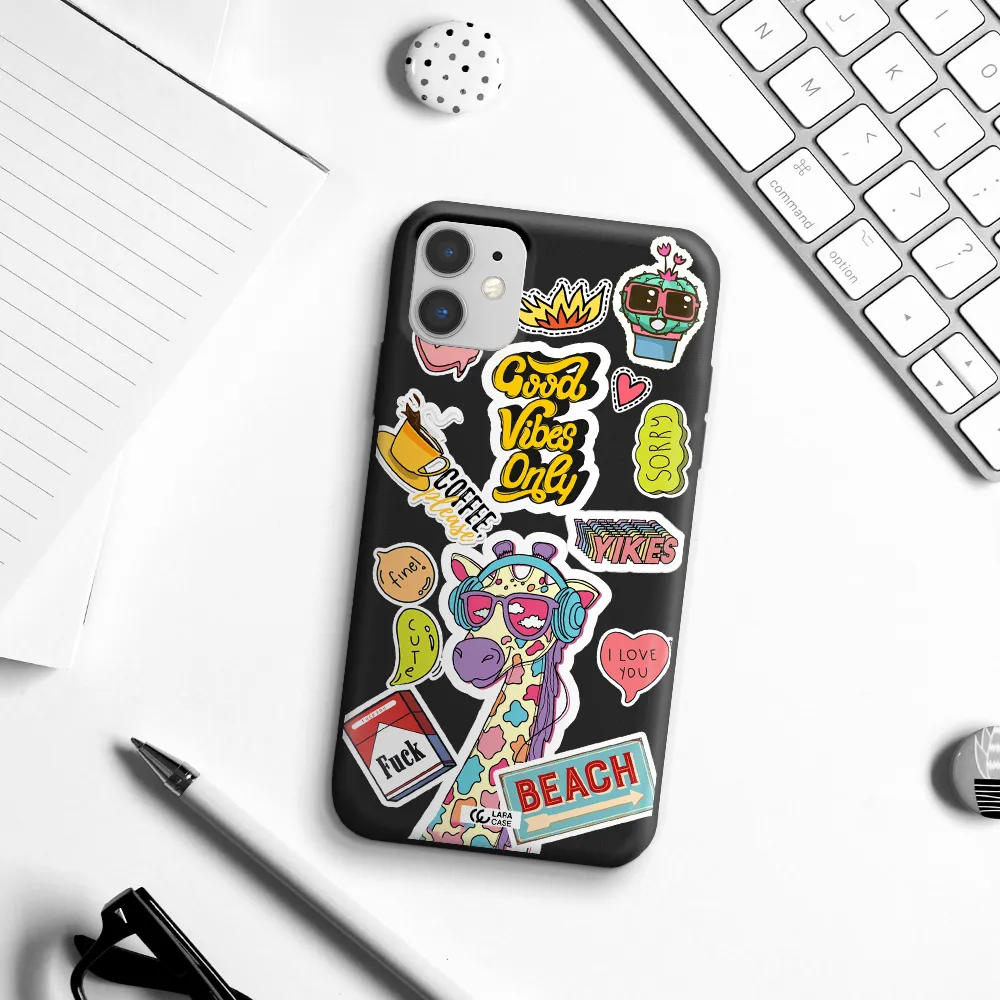 Giraffe Sticker Apple iPhone 11 Silicone black Case