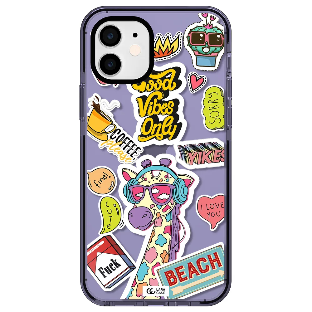 Giraffe Sticker Apple iPhone 12 impact Lilac Case