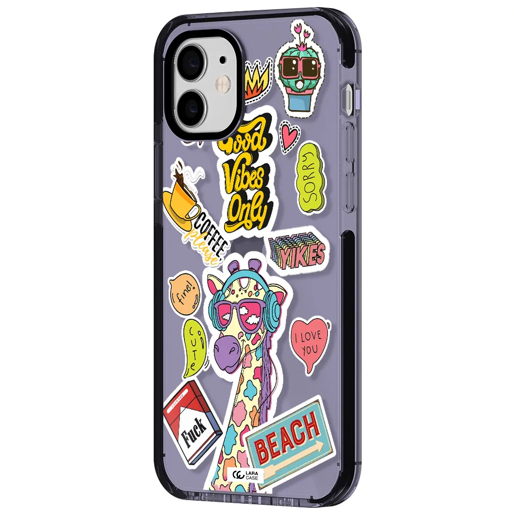 Giraffe Sticker Apple iPhone 12 impact Lilac Case
