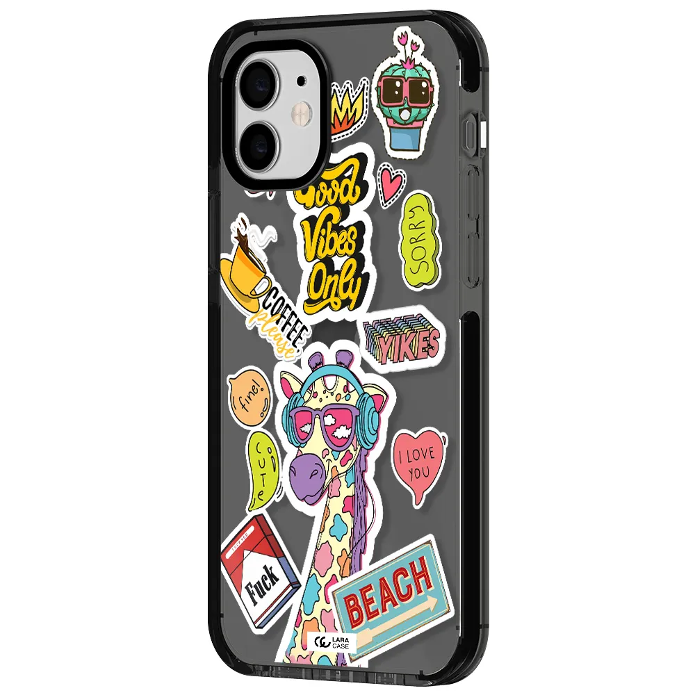 Giraffe Sticker Apple iPhone 12 impact Smoke Black Case