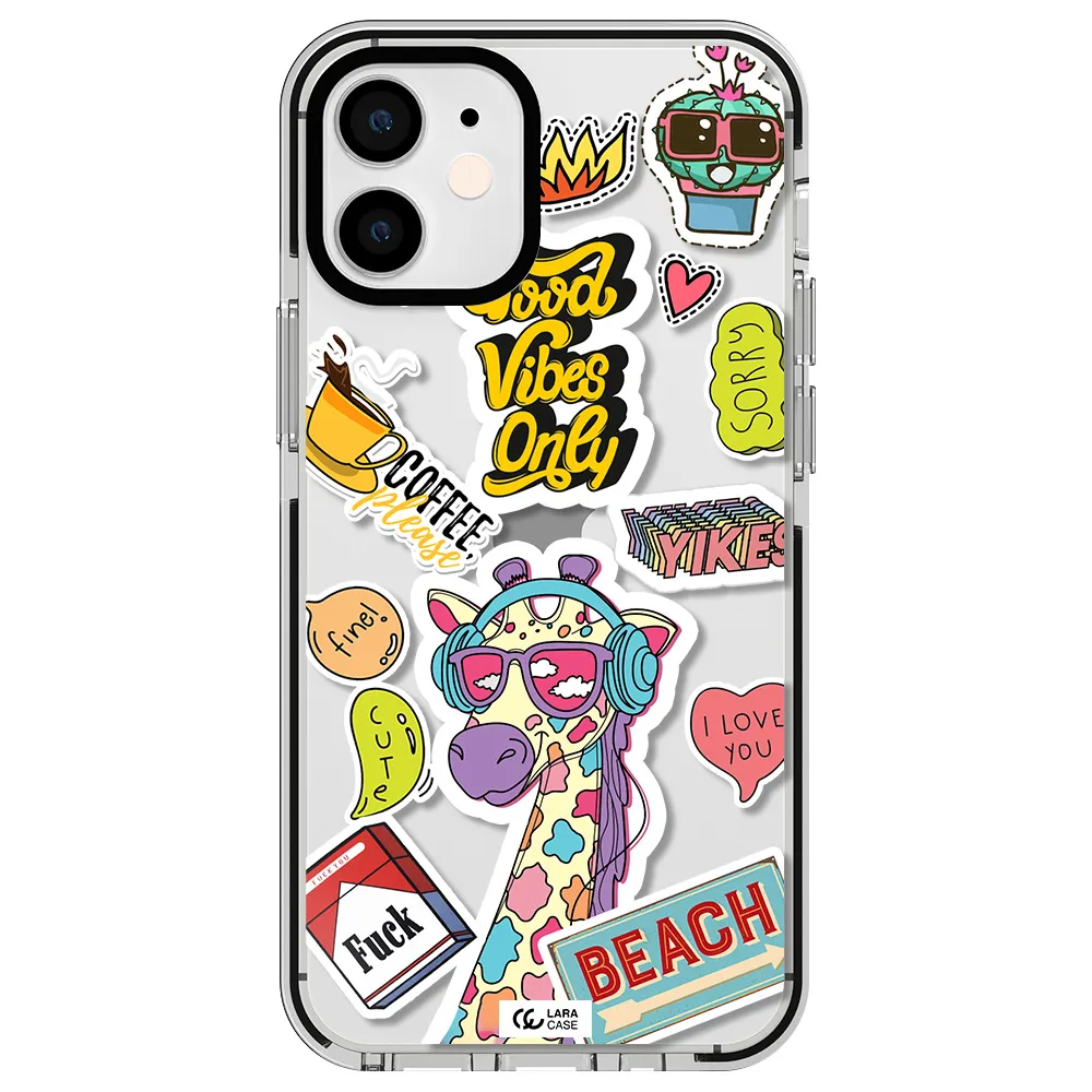 Giraffe Sticker Apple iPhone 12 mini impact black border Case