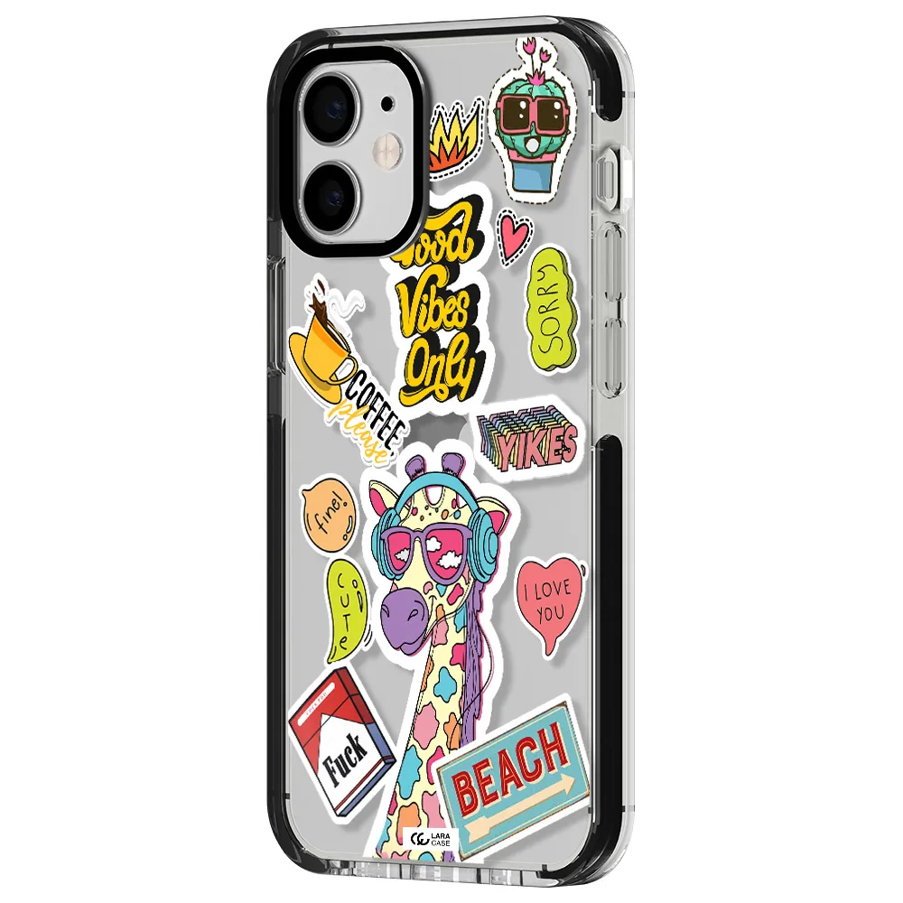 Giraffe Sticker Apple iPhone 12 mini impact black border Case