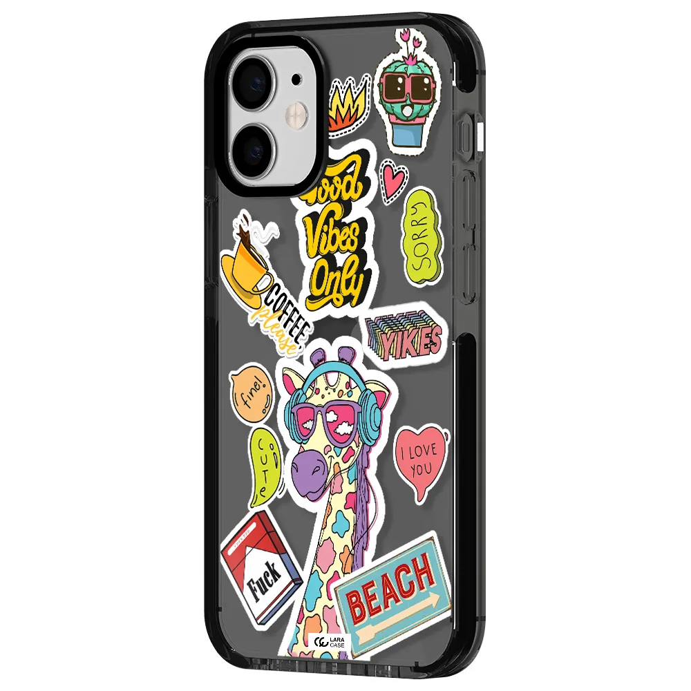 Giraffe Sticker Apple iPhone 12 mini impact Smoke Black Case