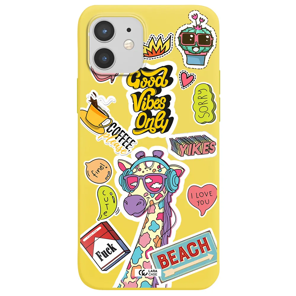 Giraffe Sticker Apple iPhone 12 mini Silicone canary yellow Case